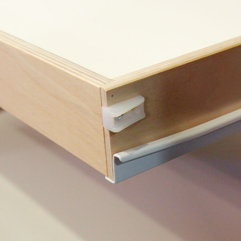 Plastic door protector for pull-out shelves and cabinet drawers