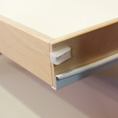 Plastic door protector for pull-out shelves and cabinet drawers