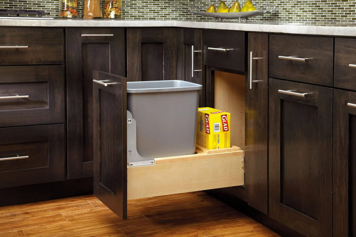 11 1/2" Wide 35 Qt Wood Trash System