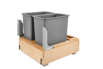 20 1/2" Wide Two 30 Qt Wood Trash System