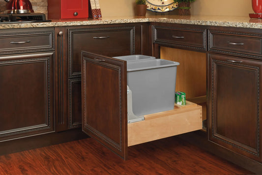 20 1/2" Wide Two 30 Qt Wood Trash System