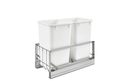 12" Wide Two 27 Qt Aluminum Trash System