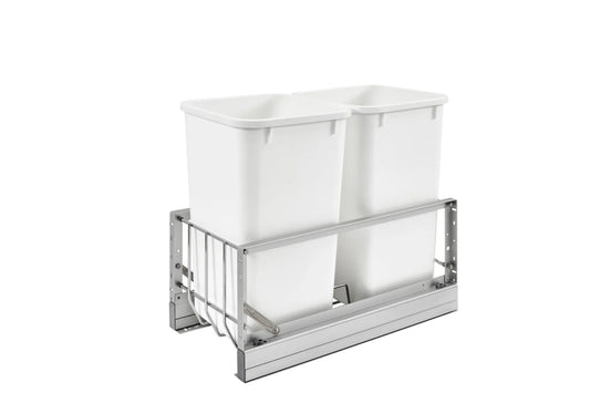 12" Wide Two 27 Qt Aluminum Trash System
