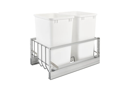 15" Wide Two 35 Qt Aluminum Trash System