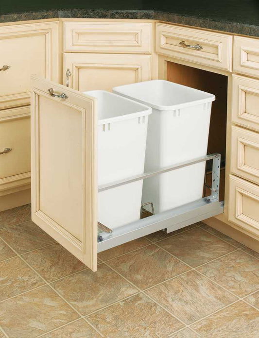 15" Wide Two 35 Qt Aluminum Trash System