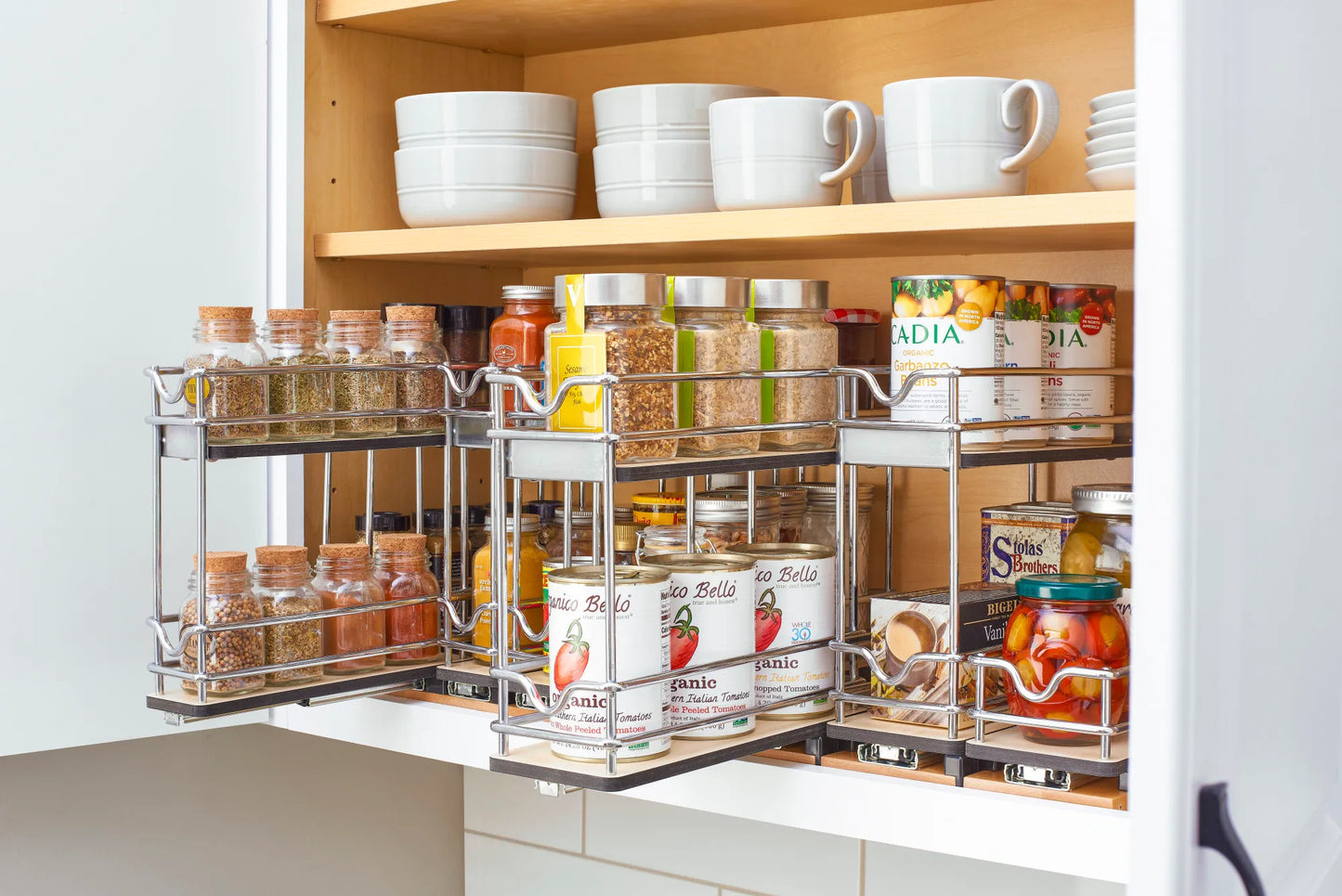 Two Tier Upper Cabinet Storage Pullout