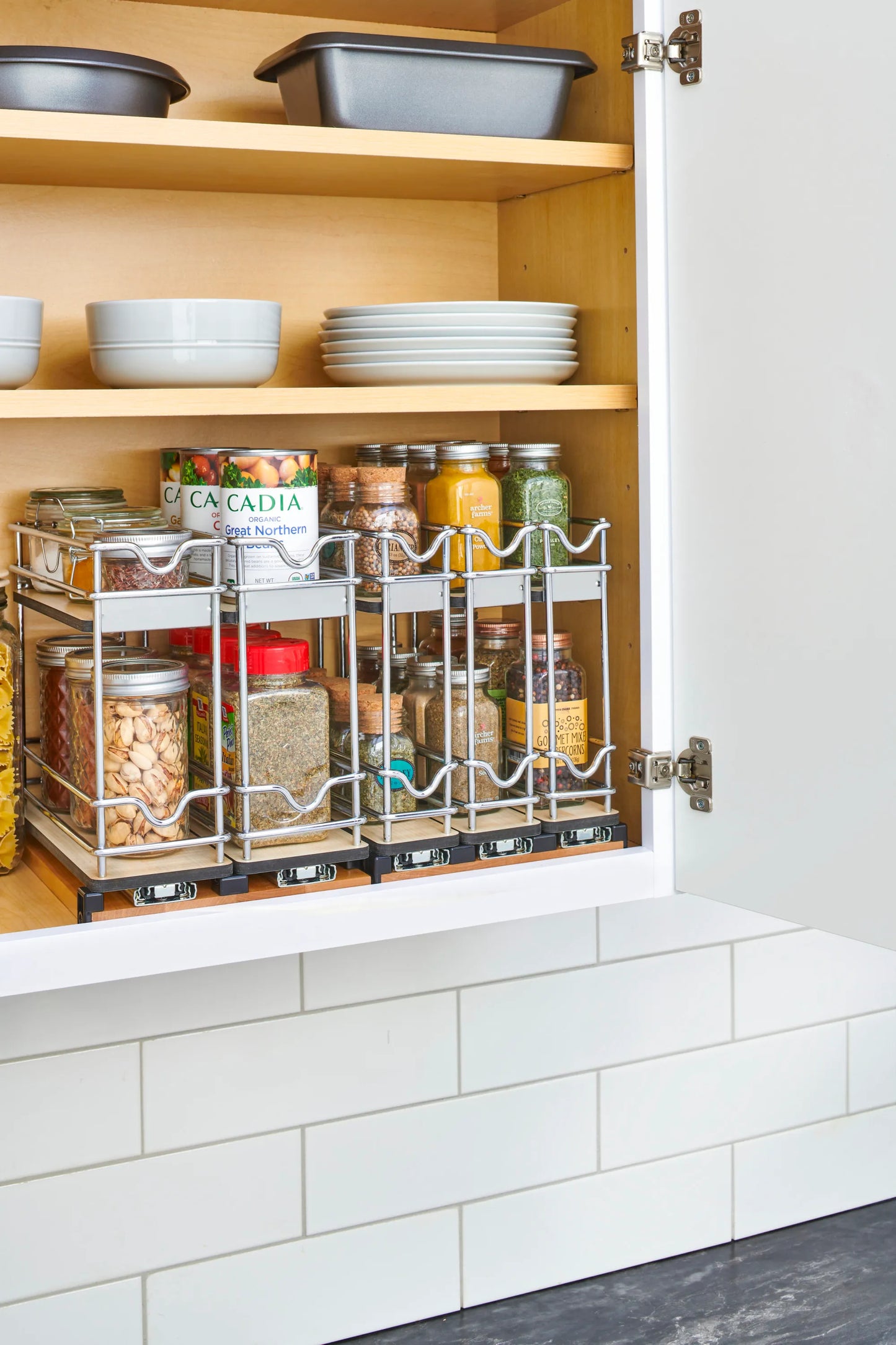 Two Tier Upper Cabinet Storage Pullout